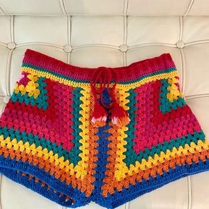 NWOT Farm Rio crochet rainbow shorts